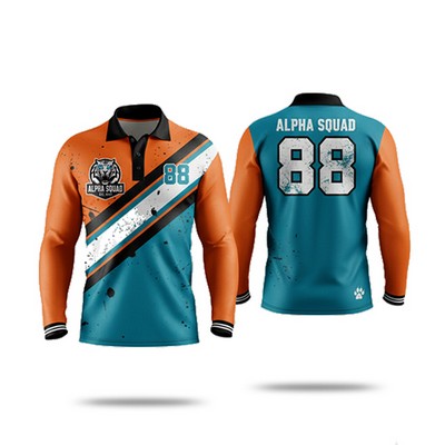 Sublimation Long Sleeve Polo - Pique - Men, Women, Kids