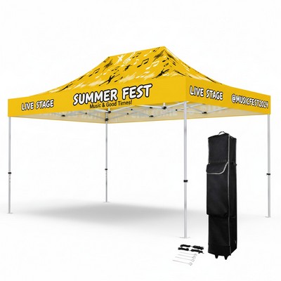 10' x 15' Premium Hex Aluminum Frame w/ Dye Sublimation Canopy